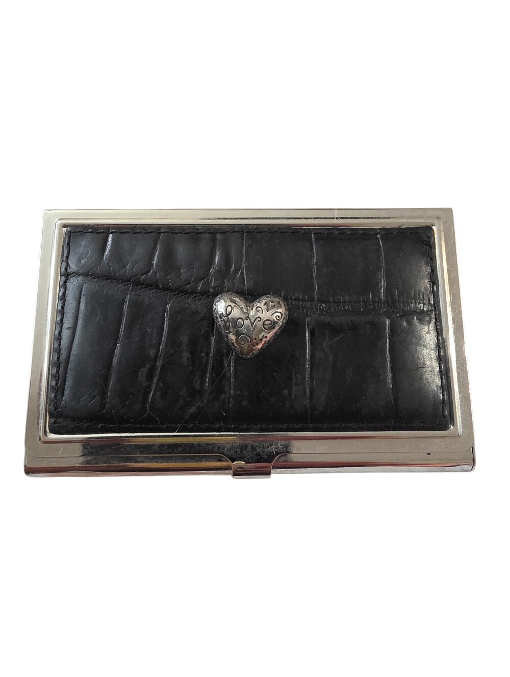 Brighton Black Leather Business Card Holder